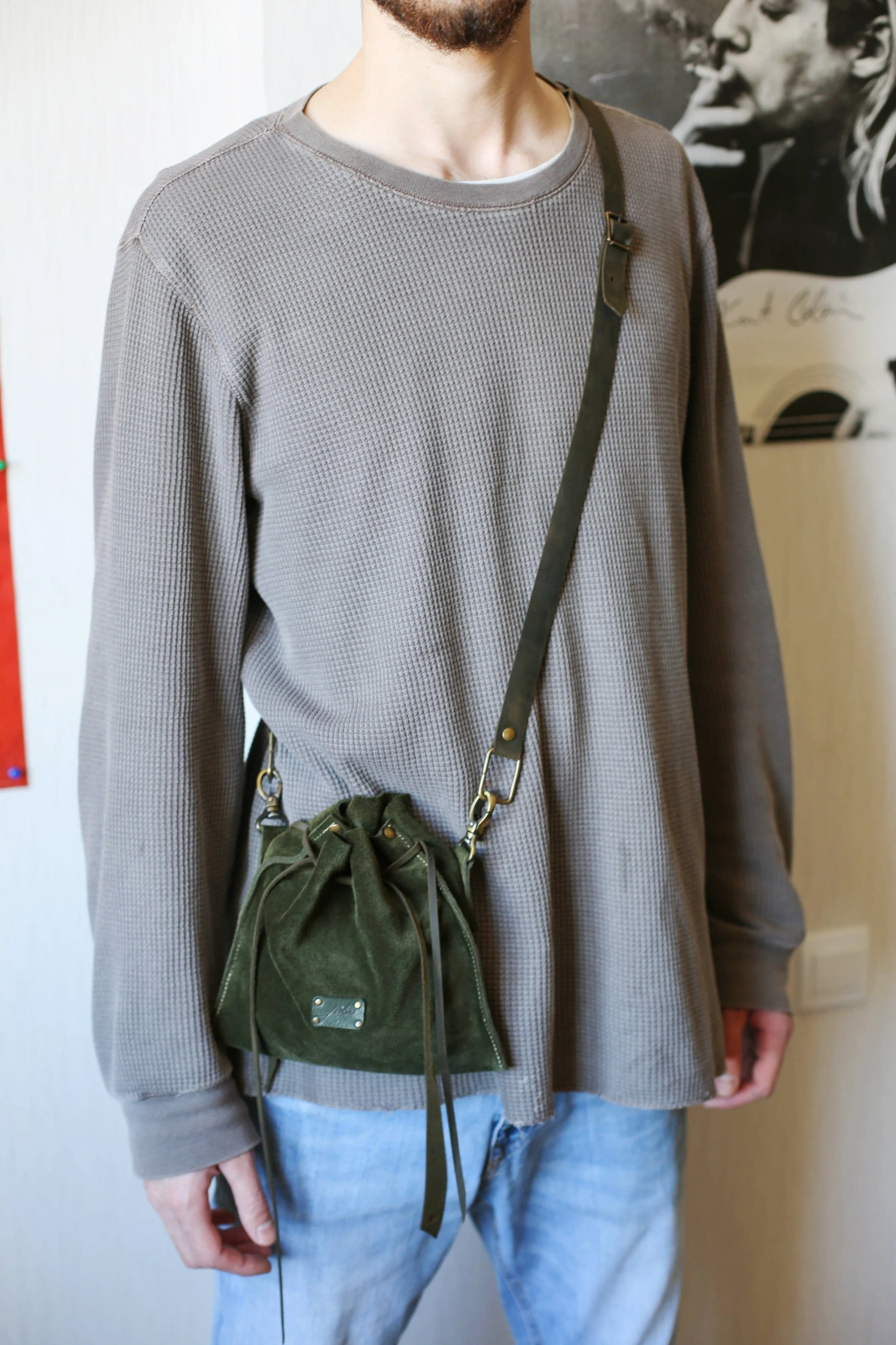 Green Suede Cross Body Bag