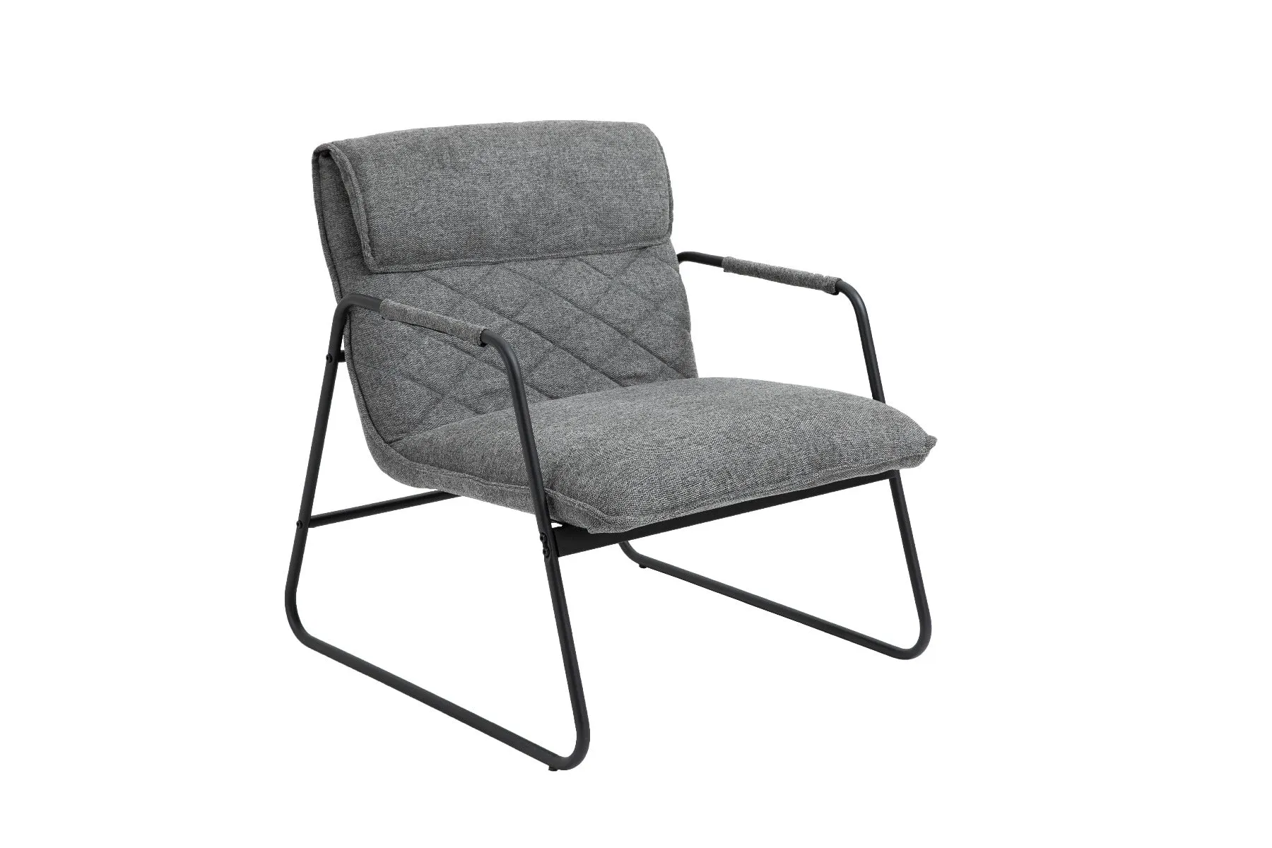 Grey Linen Upholstered Armchair Lounge Chair with Sled Base