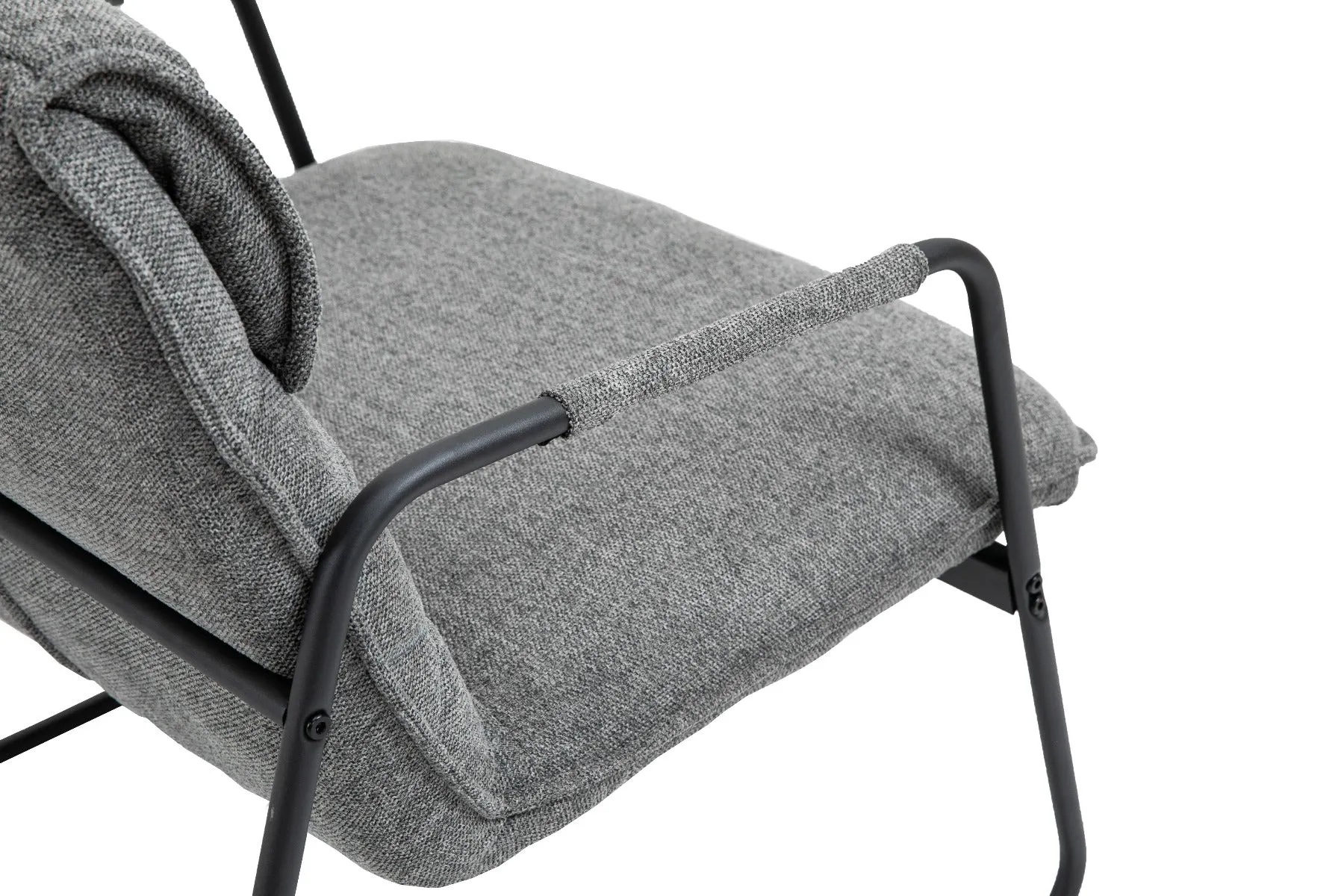 Grey Linen Upholstered Armchair Lounge Chair with Sled Base