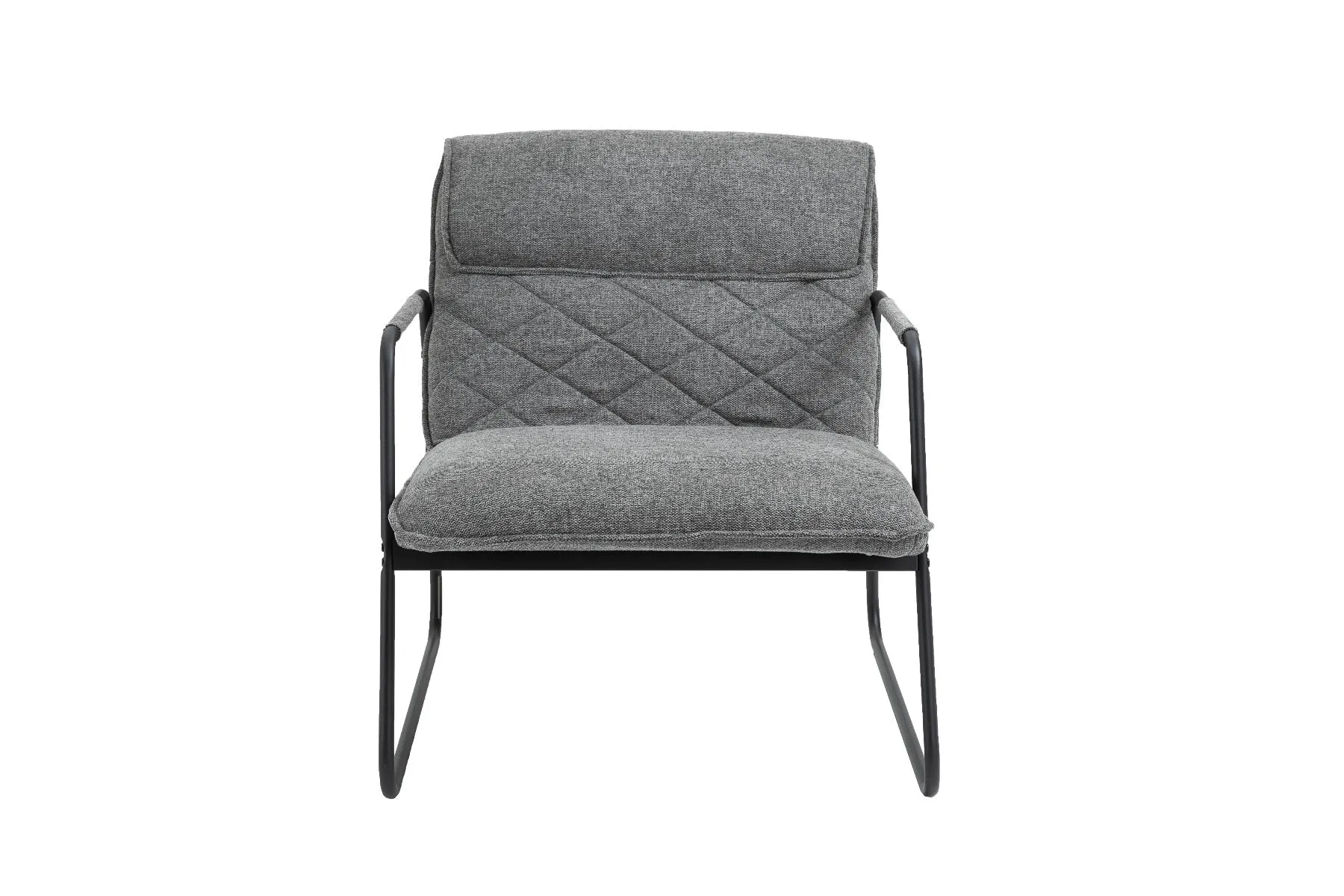 Grey Linen Upholstered Armchair Lounge Chair with Sled Base