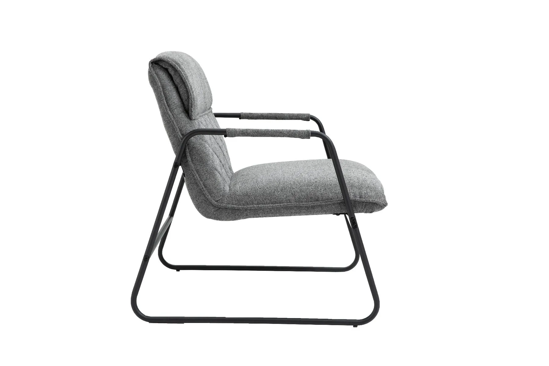 Grey Linen Upholstered Armchair Lounge Chair with Sled Base