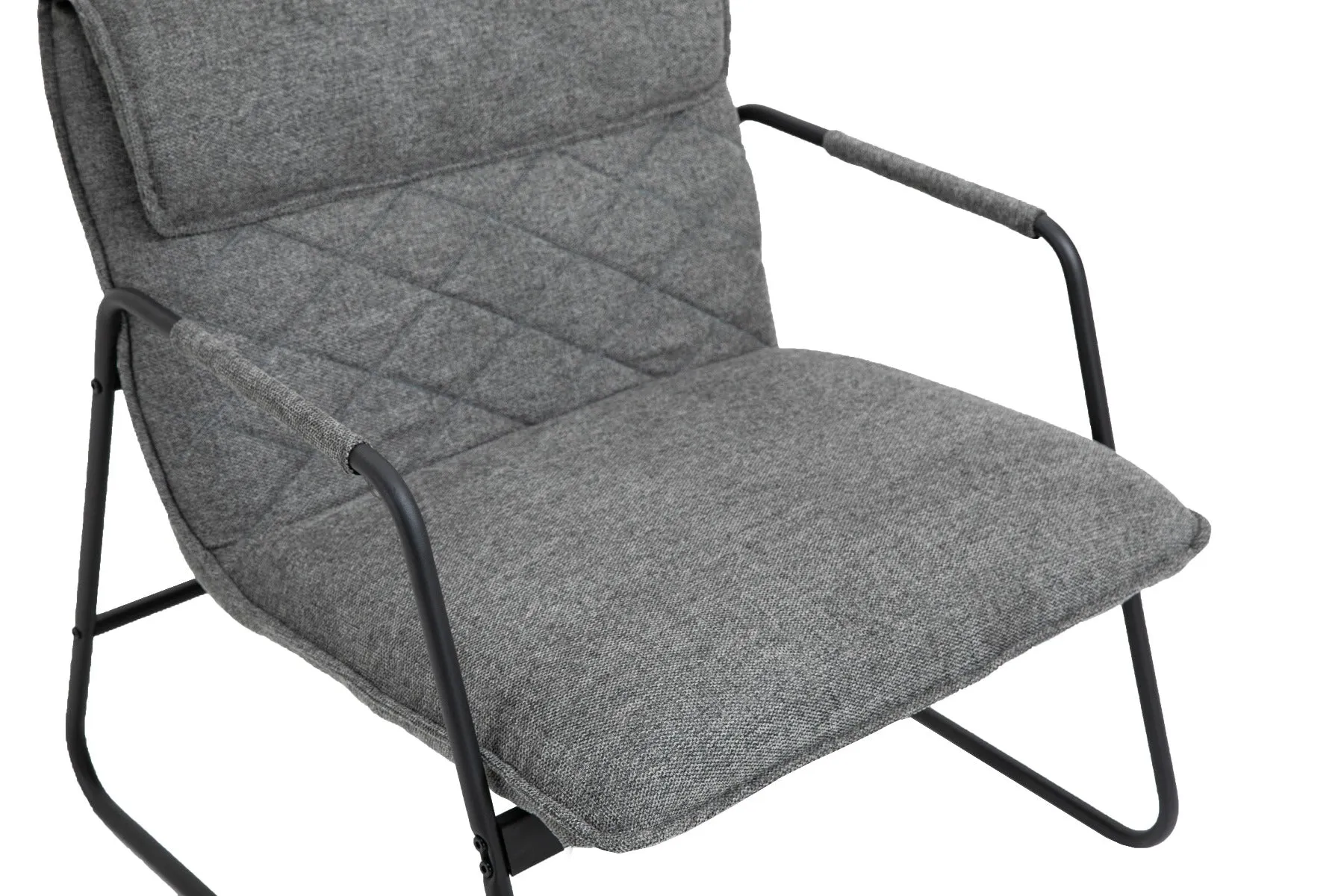 Grey Linen Upholstered Armchair Lounge Chair with Sled Base