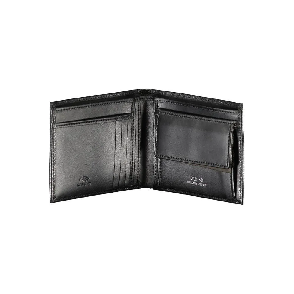 Guess Jeans Chic Black Leather Dual-Compartment Wallet