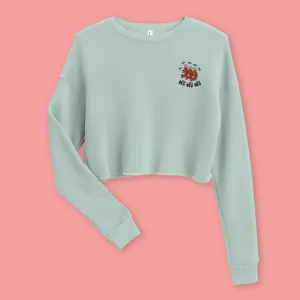 Ha Ha Ha (Shrimp) Embroidered Crop Sweatshirt