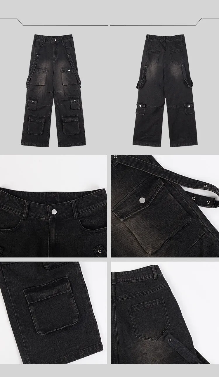 Halloy™ Multi Pocket Wide Leg Cargo Jeans