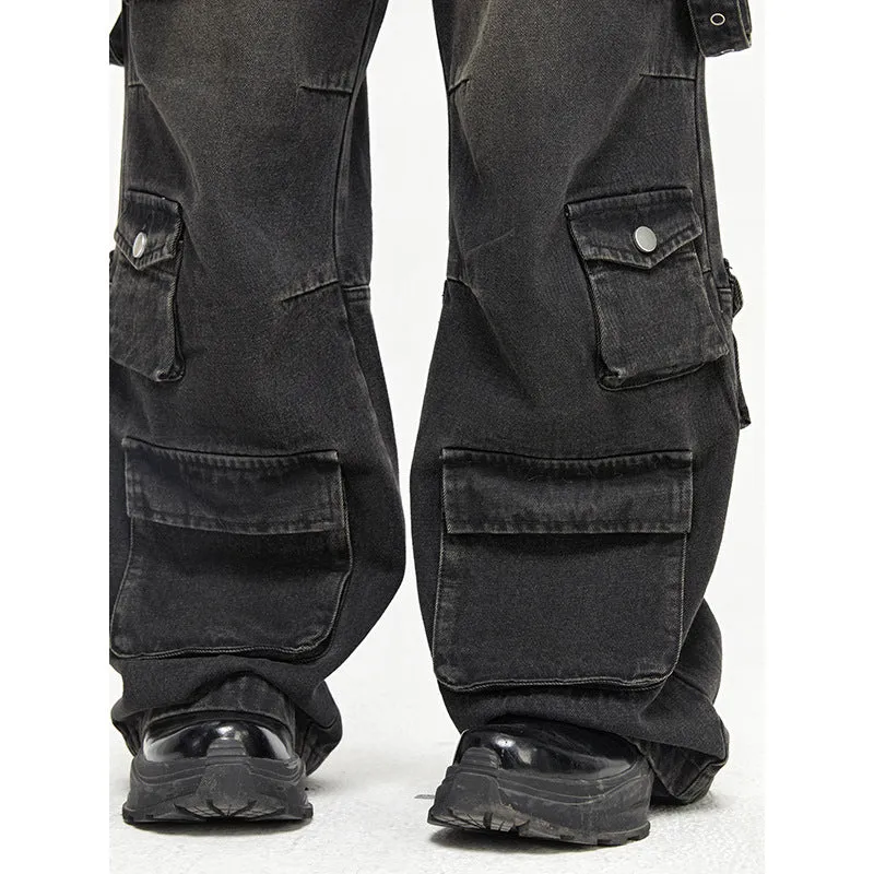 Halloy™ Multi Pocket Wide Leg Cargo Jeans