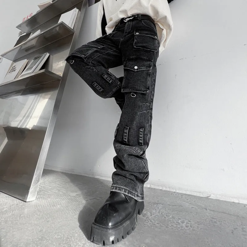 Halloy™ Washed Distressed Cargo Jeans