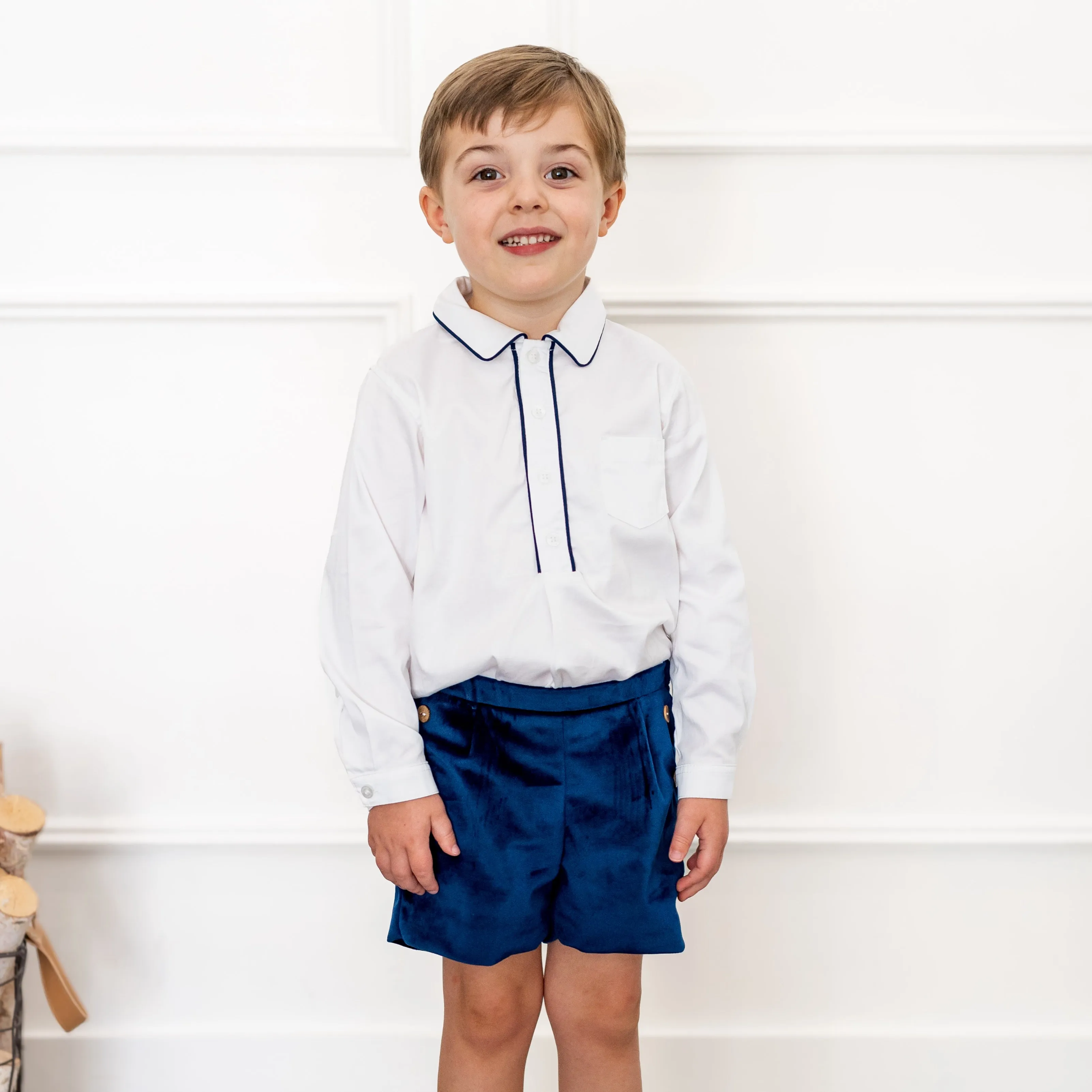 Hayden Long Sleeve Boy Set - Navy Velvet