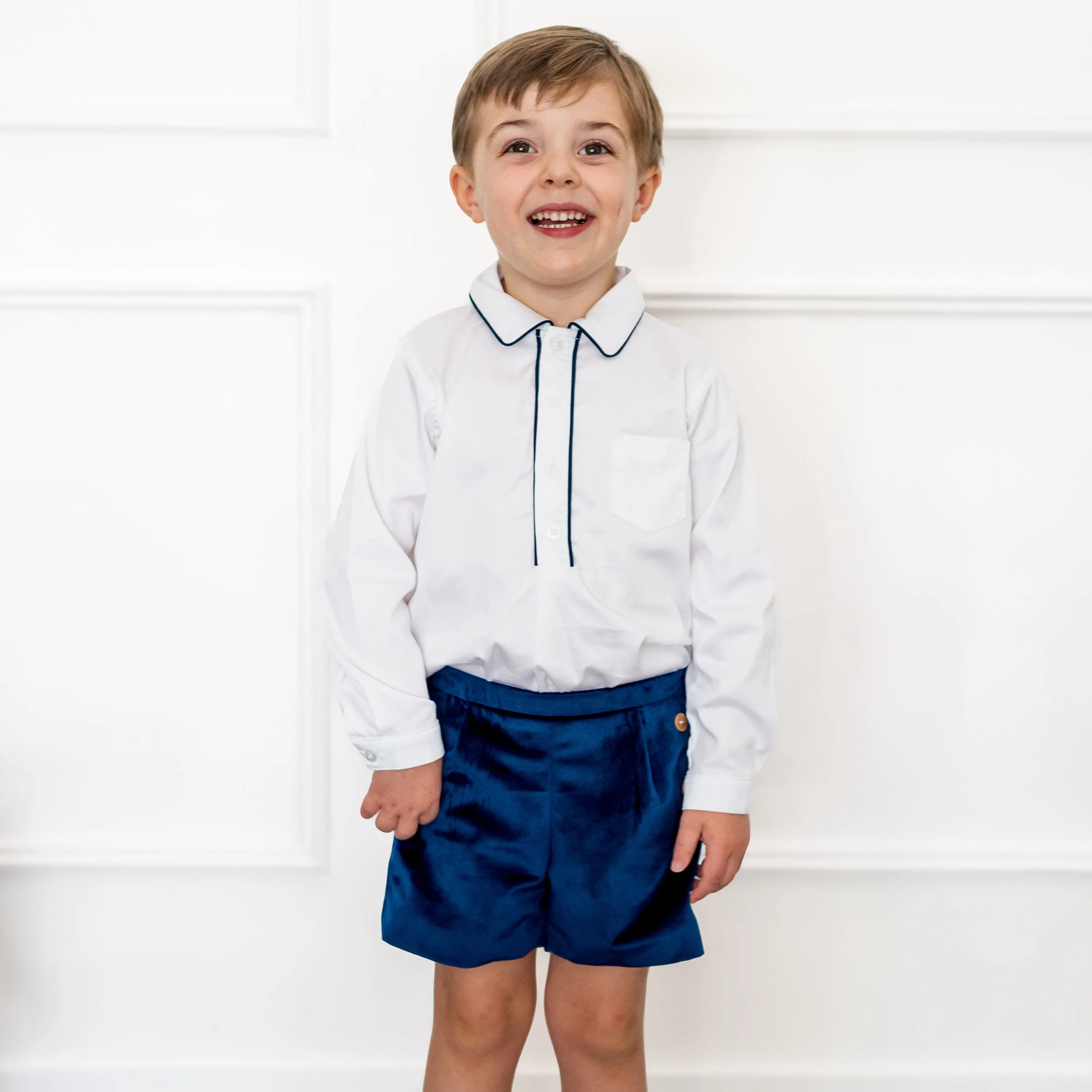 Hayden Long Sleeve Boy Set - Navy Velvet