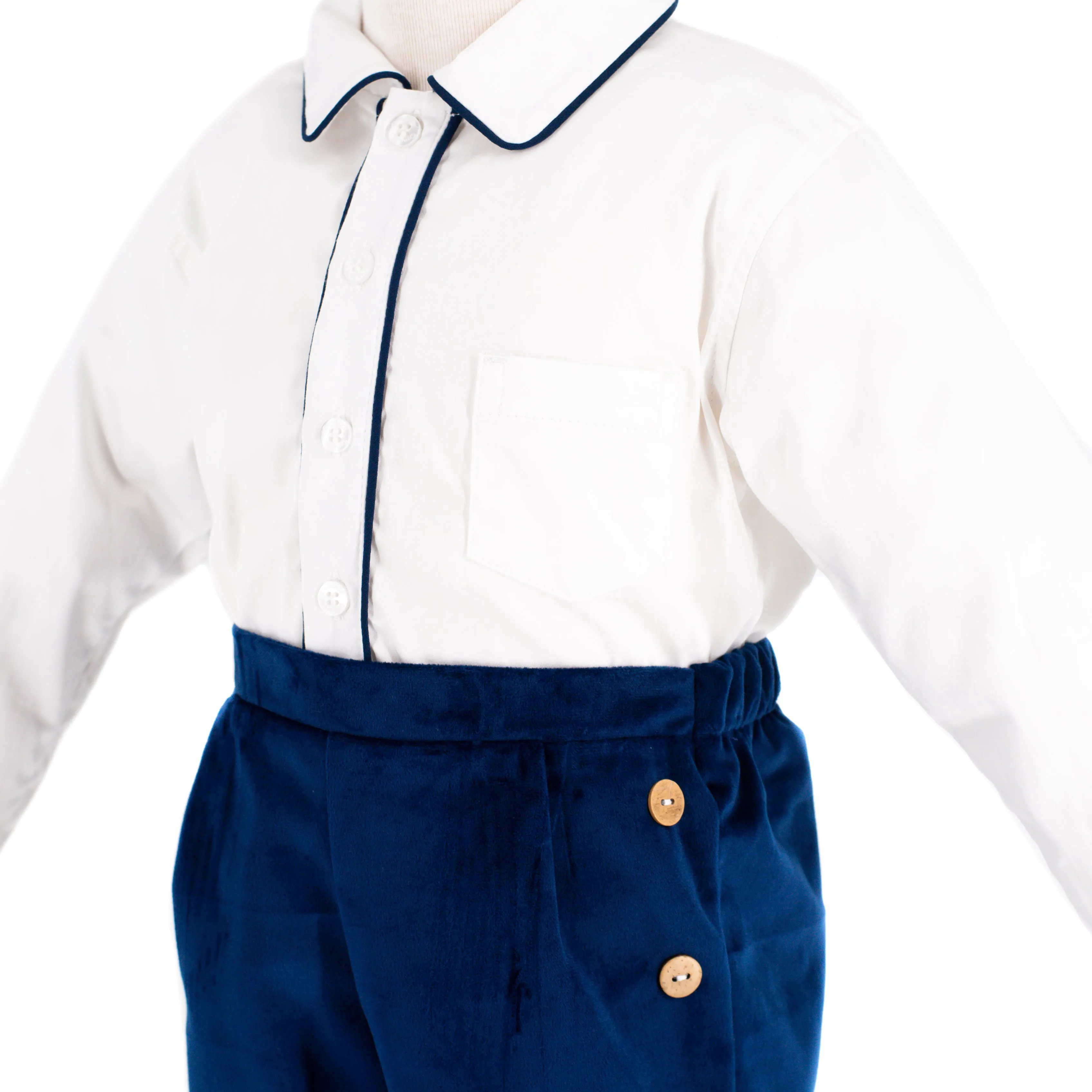 Hayden Long Sleeve Boy Set - Navy Velvet