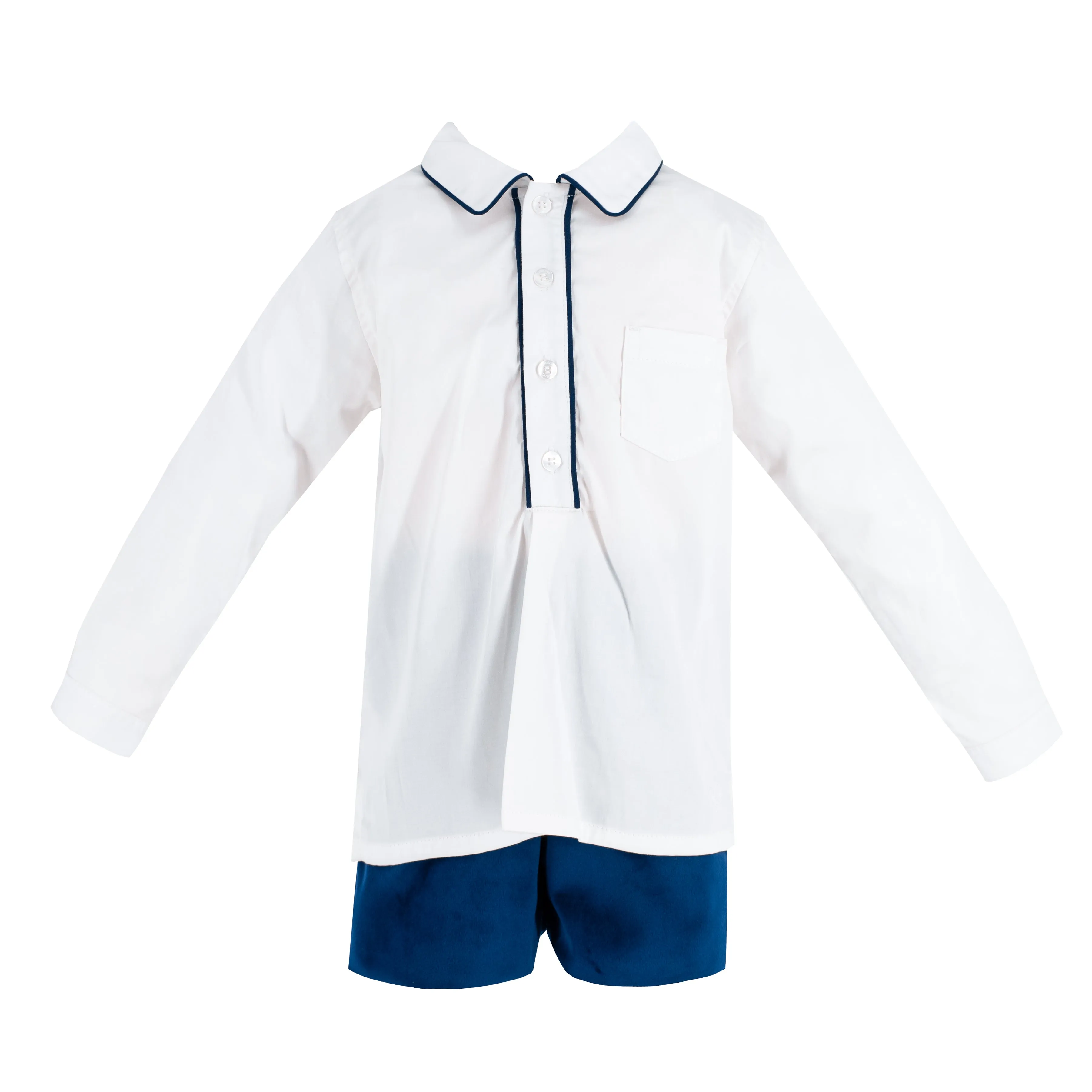 Hayden Long Sleeve Boy Set - Navy Velvet