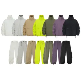 High-neck Detachable Sleeve Sporty Jacket & Wide Leg Sporty Cargo Pants Setup WN9716