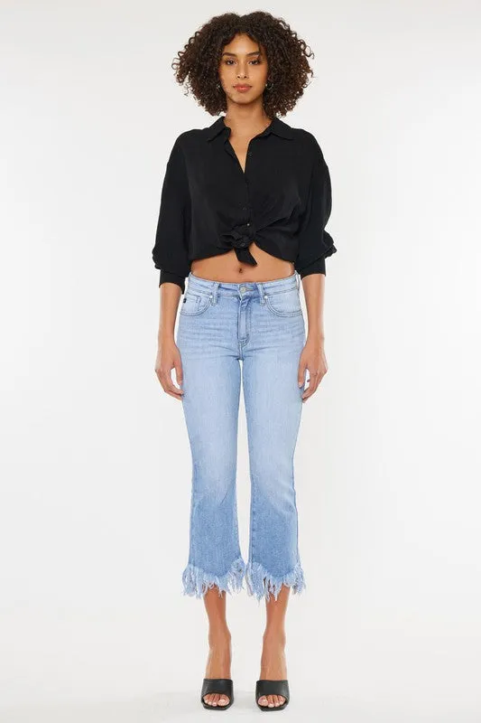 High Rise Crop Bootcut Denim Pants