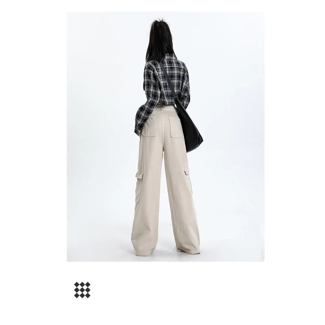 High-Waisted Slimming Draping Loose Fit Straight Leg Cargo Pants