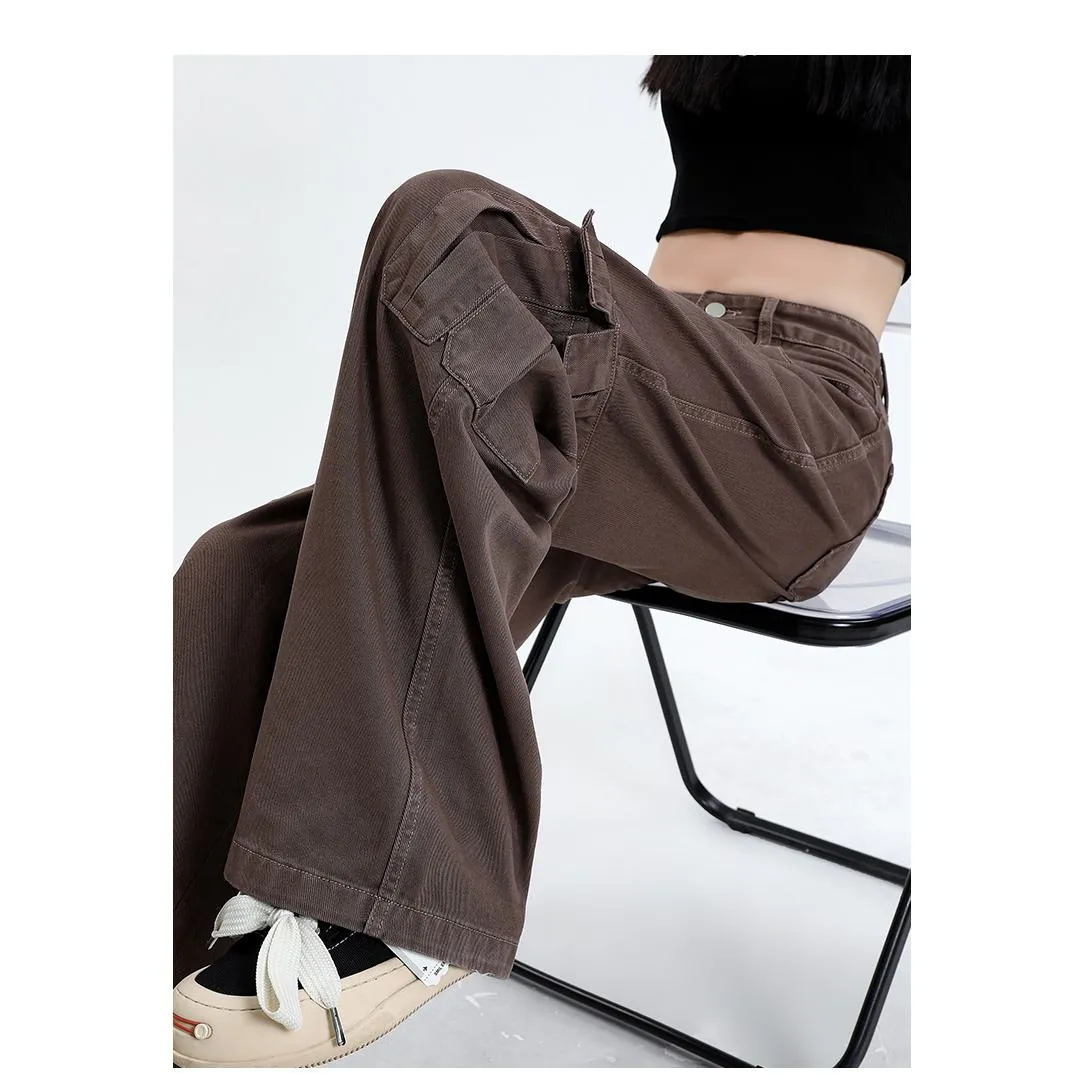 High-Waisted Slimming Draping Loose Fit Straight Leg Cargo Pants