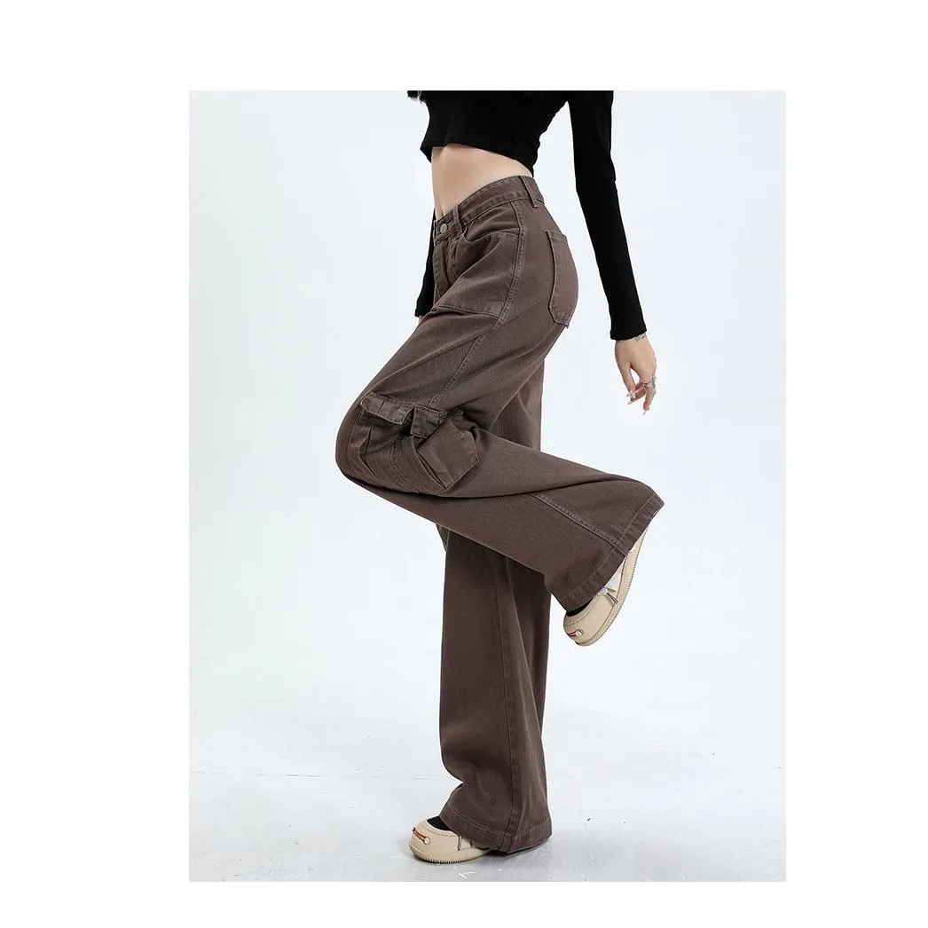 High-Waisted Slimming Draping Loose Fit Straight Leg Cargo Pants