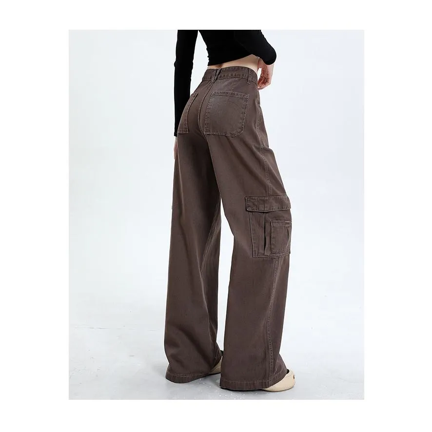 High-Waisted Slimming Draping Loose Fit Straight Leg Cargo Pants