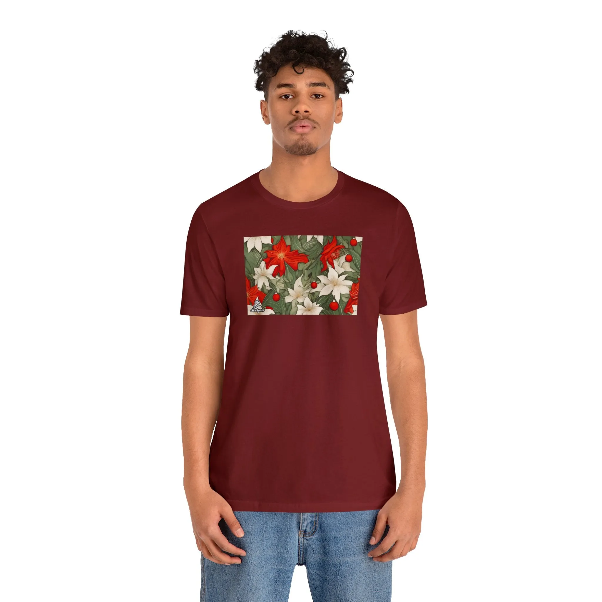 Holiday Flowers, Soft 100% Jersey Cotton T-Shirt, Unisex, Short Sleeve, Retail Fit