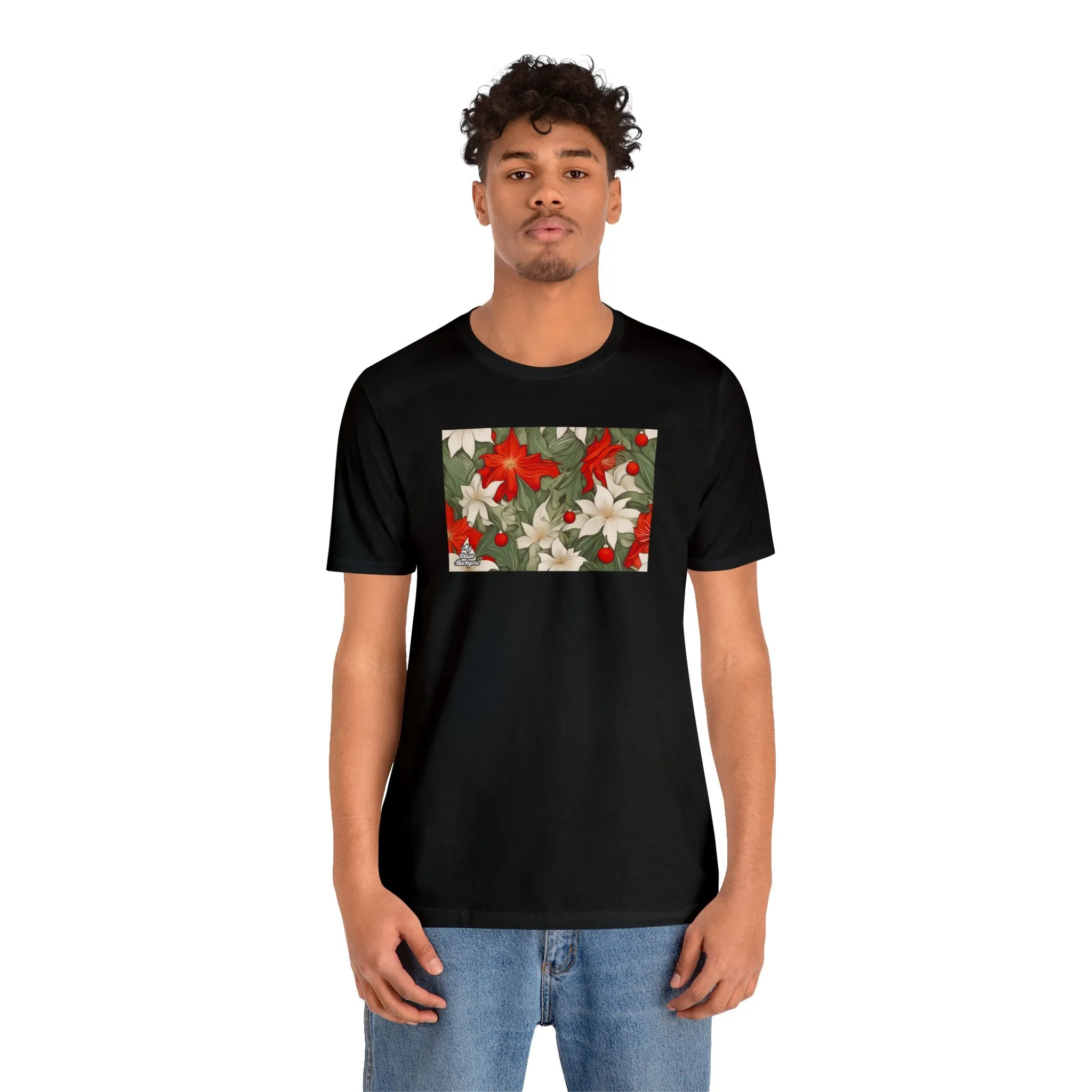 Holiday Flowers, Soft 100% Jersey Cotton T-Shirt, Unisex, Short Sleeve, Retail Fit