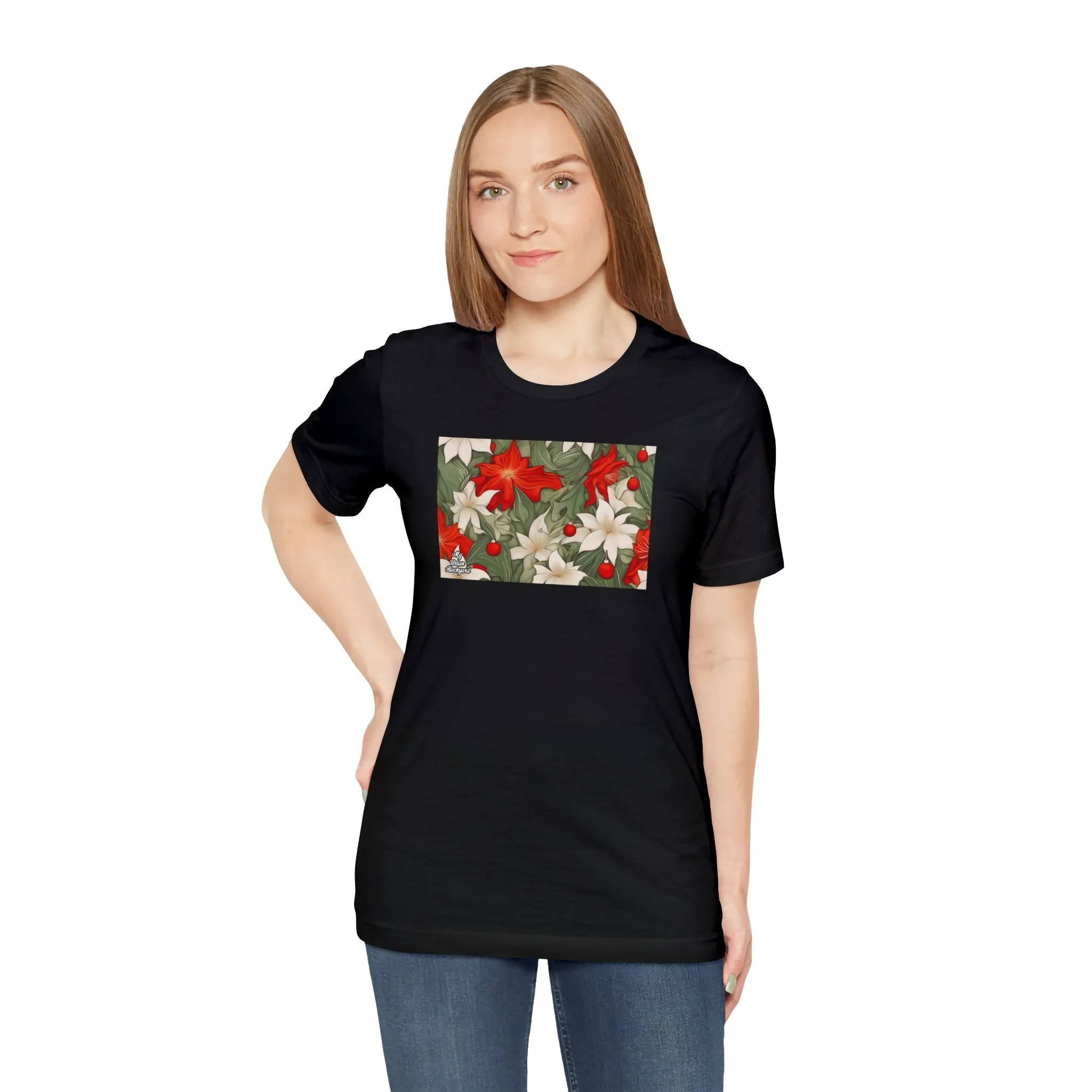 Holiday Flowers, Soft 100% Jersey Cotton T-Shirt, Unisex, Short Sleeve, Retail Fit