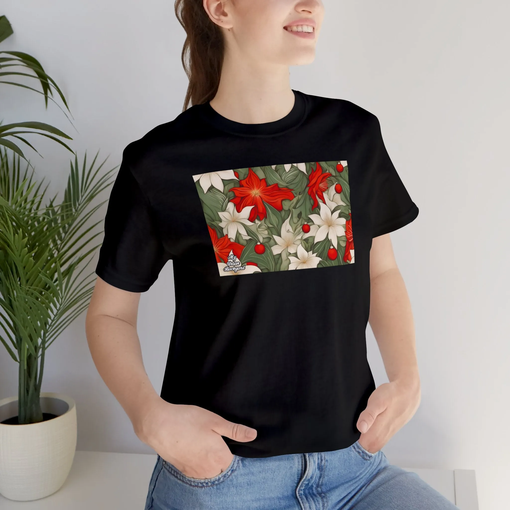 Holiday Flowers, Soft 100% Jersey Cotton T-Shirt, Unisex, Short Sleeve, Retail Fit