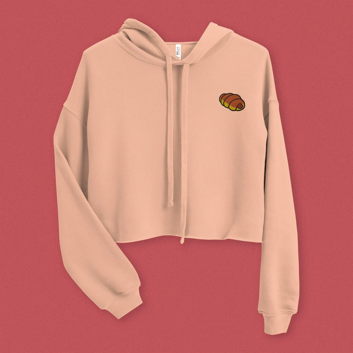 Hot Dog Bun Embroidered Crop Hoodie