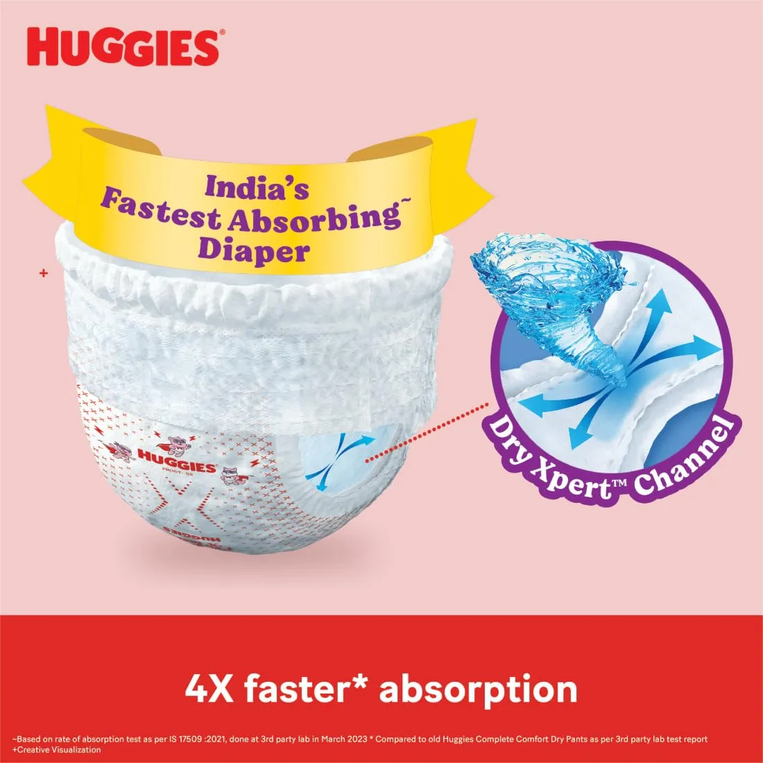 Huggies Complete Comfort Wonder Pants Newborn / Extra Small(Nb/Xs)Size(Up To 5 Kg)Baby Diaper Pants,48 Count,India'S Fastest Absorbing Diaper With Upto 4X Faster Absorption,Unique Dry Xpert Channel