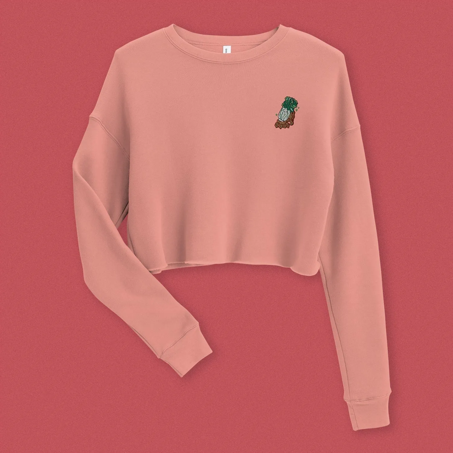 Jadeite Cabbage (Bok Choy) Embroidered Crop Sweatshirt