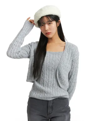 Knit Binding Long Sleeve Shrug OJ405