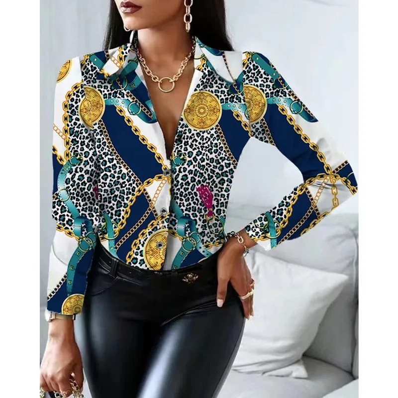 Lapel Long Sleeve Buttons Casual Tops