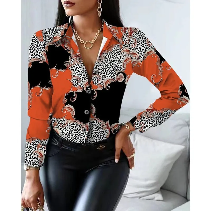 Lapel Long Sleeve Buttons Casual Tops