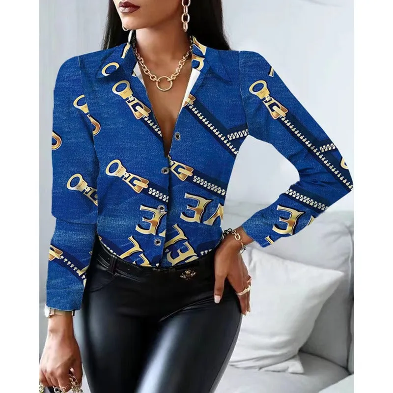 Lapel Long Sleeve Buttons Casual Tops