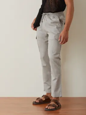 Light Grey Plain Cargo Pants