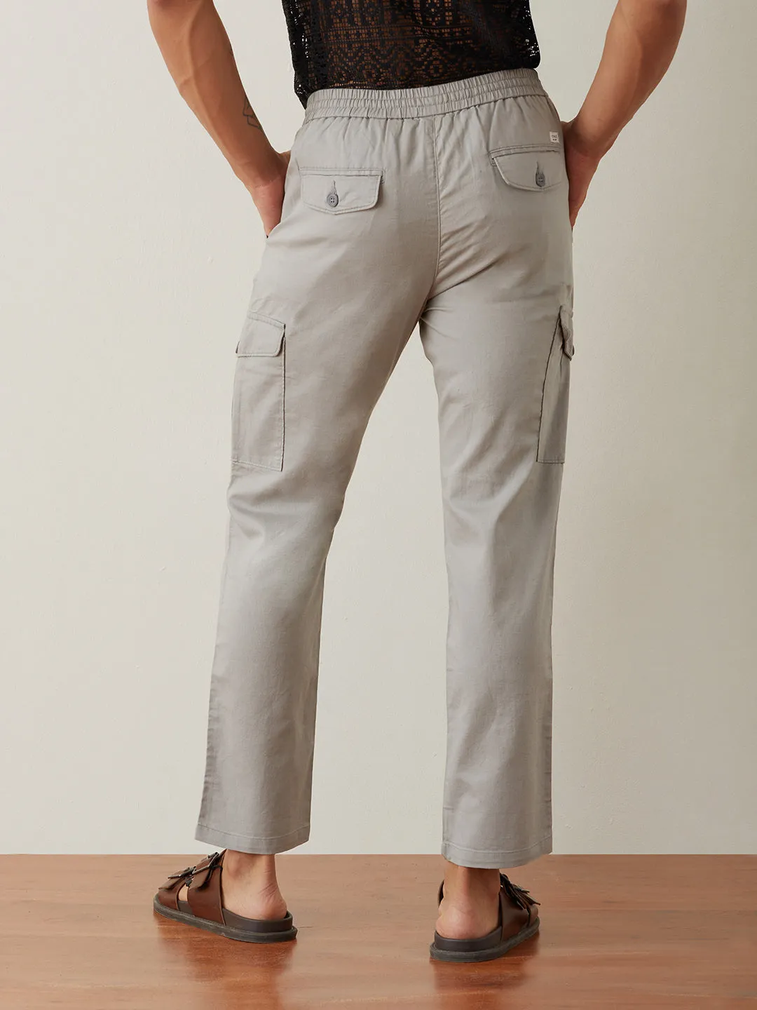 Light Grey Plain Cargo Pants