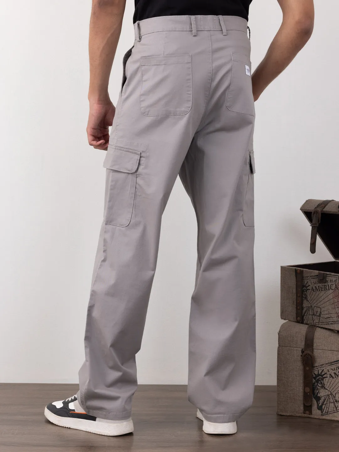 Light Grey Plain Wide Pants