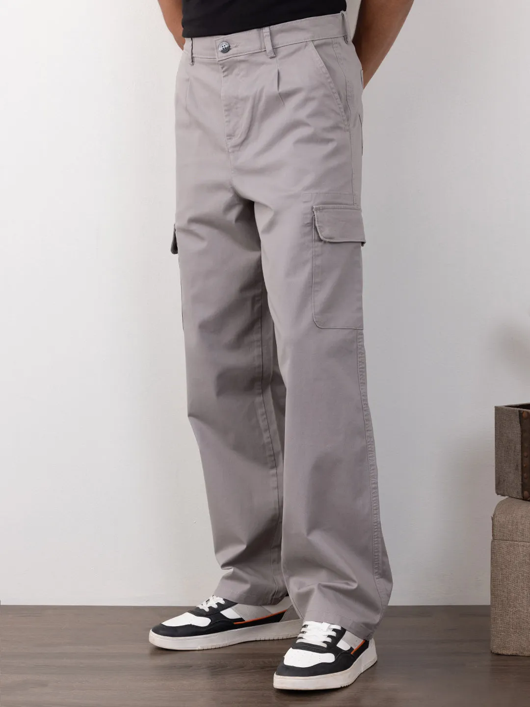 Light Grey Plain Wide Pants