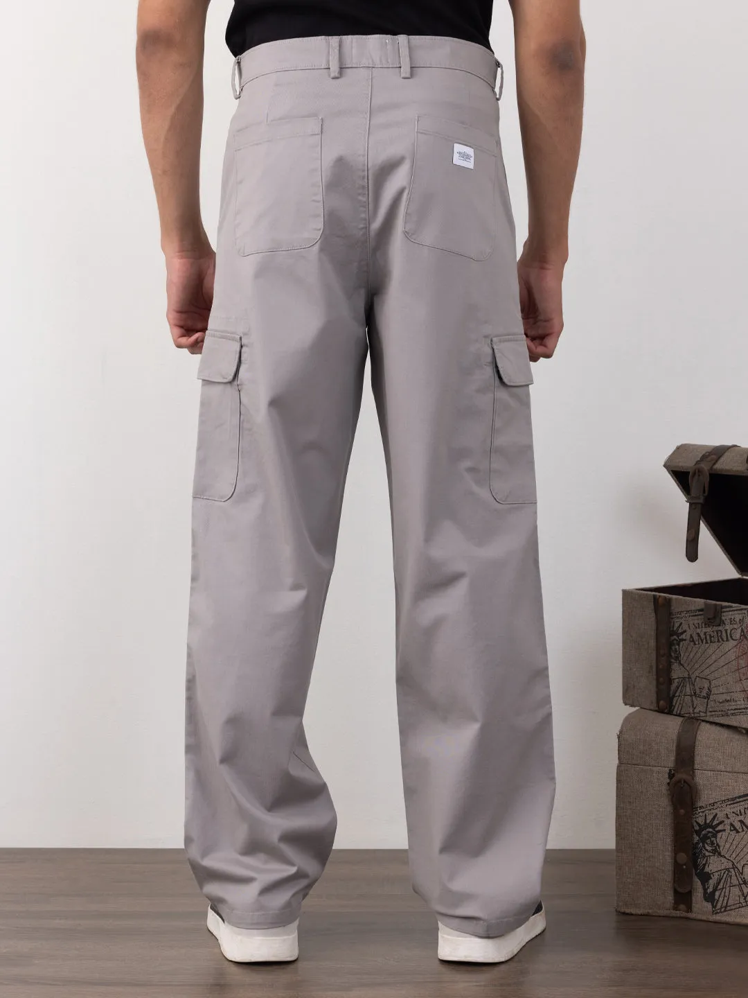 Light Grey Plain Wide Pants