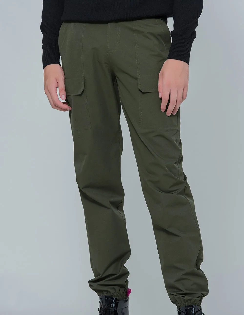 MARK FAST Men Multi Pocket Straight Ankle-tie Cargo Pants