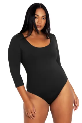 Matte Black 3/4 Sleeve Bodysuit