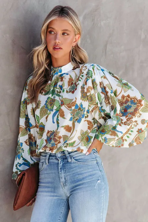 Meet Me Later Floral Print Long Sleeve Top