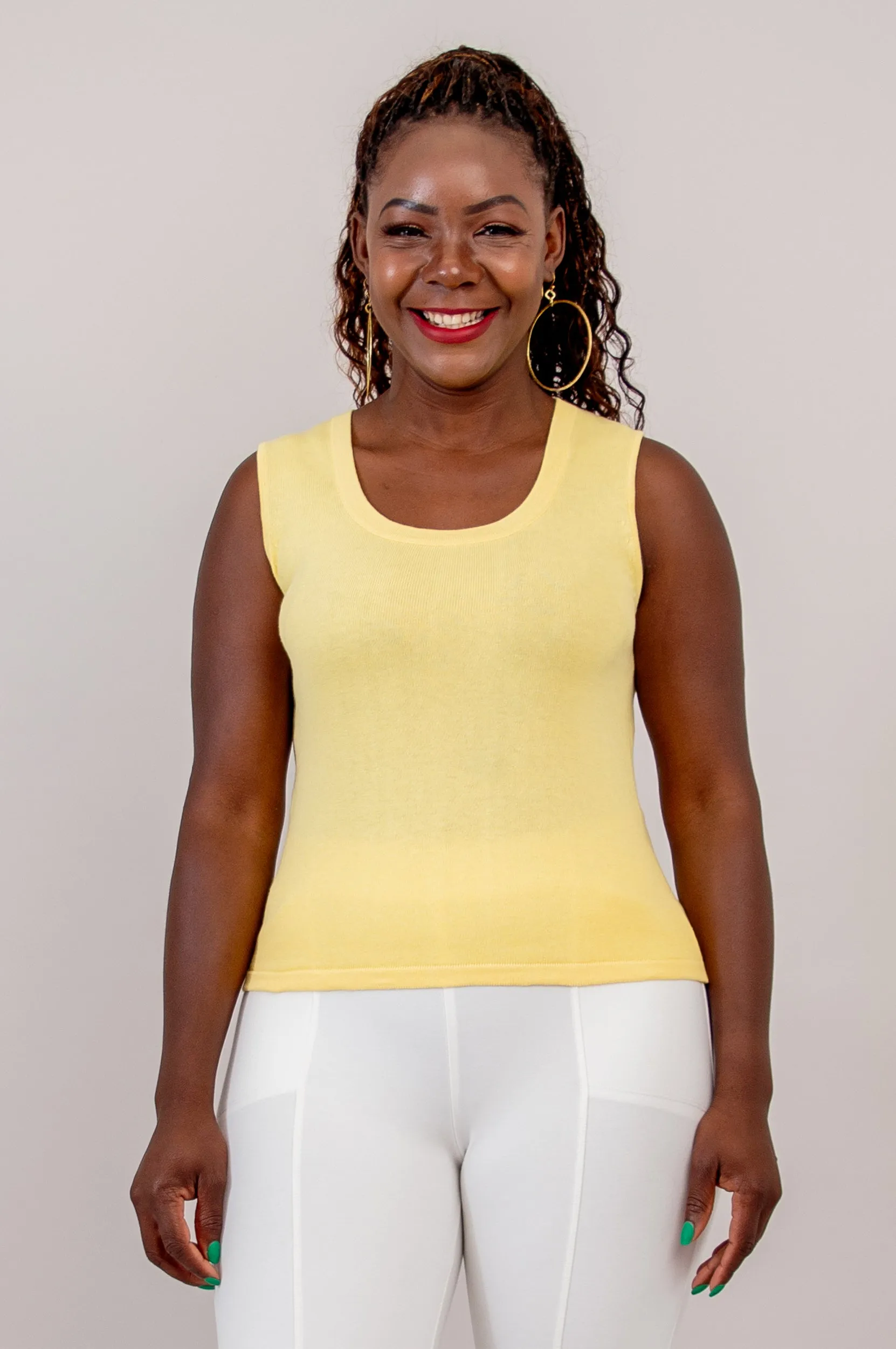 Melanie Tank, Yellow, Cotton