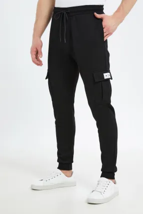 Men Black Cargo Pocket Jogger