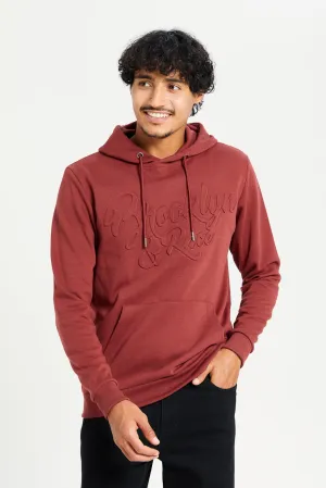 Men Burgundy Hooded Sweatshirt