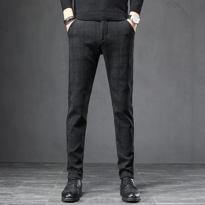 Men Slant Pocket Slim Fit Plaid Suit Pants