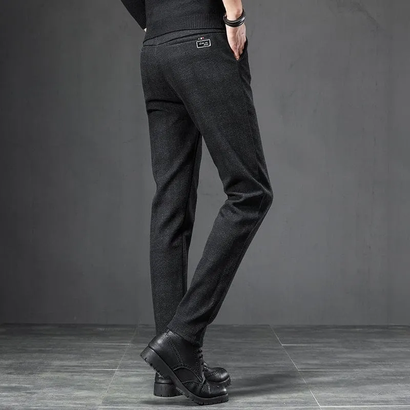 Men Slant Pocket Slim Fit Plaid Suit Pants