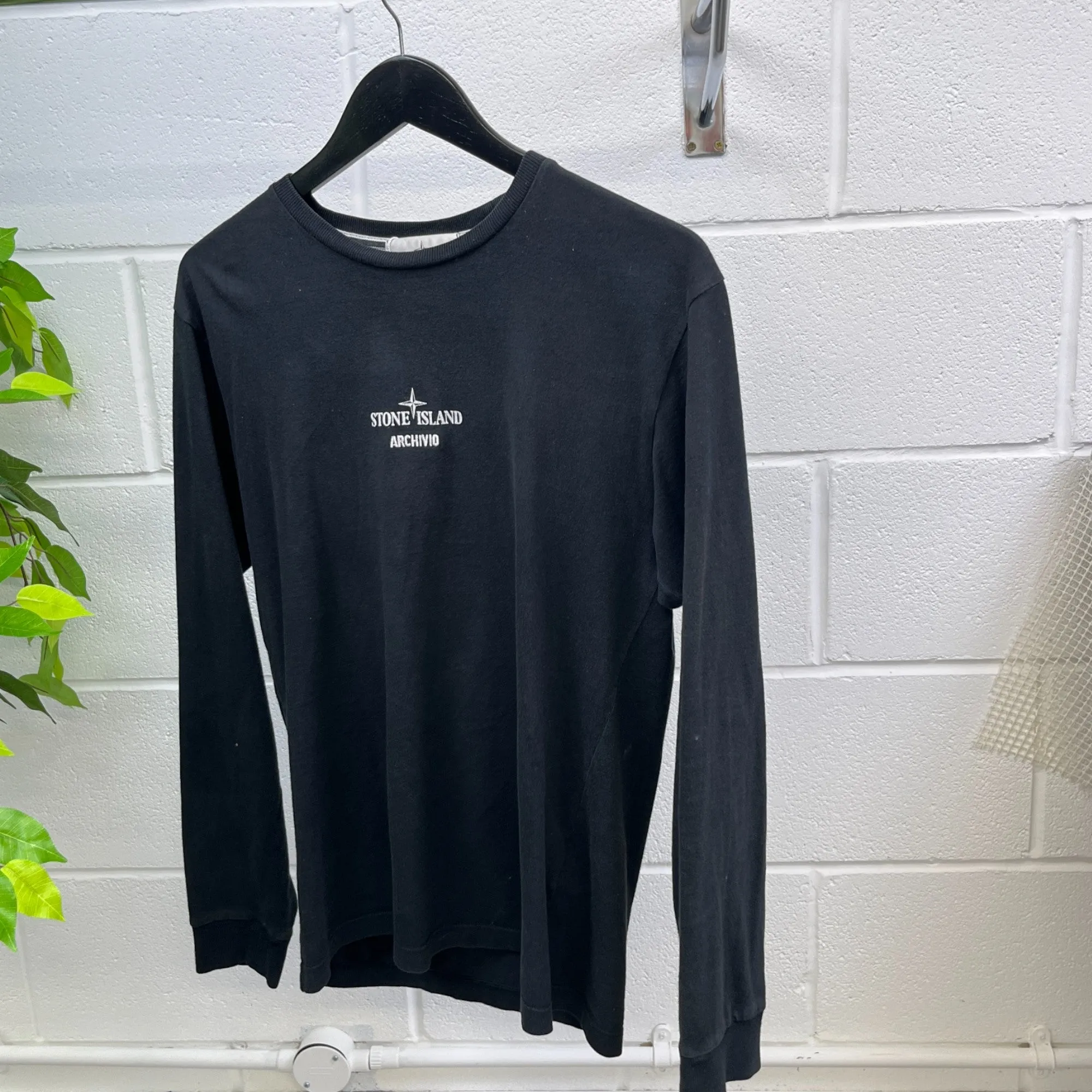 Men's Archivio Logo Long Sleeve T-Shirt Black Size S