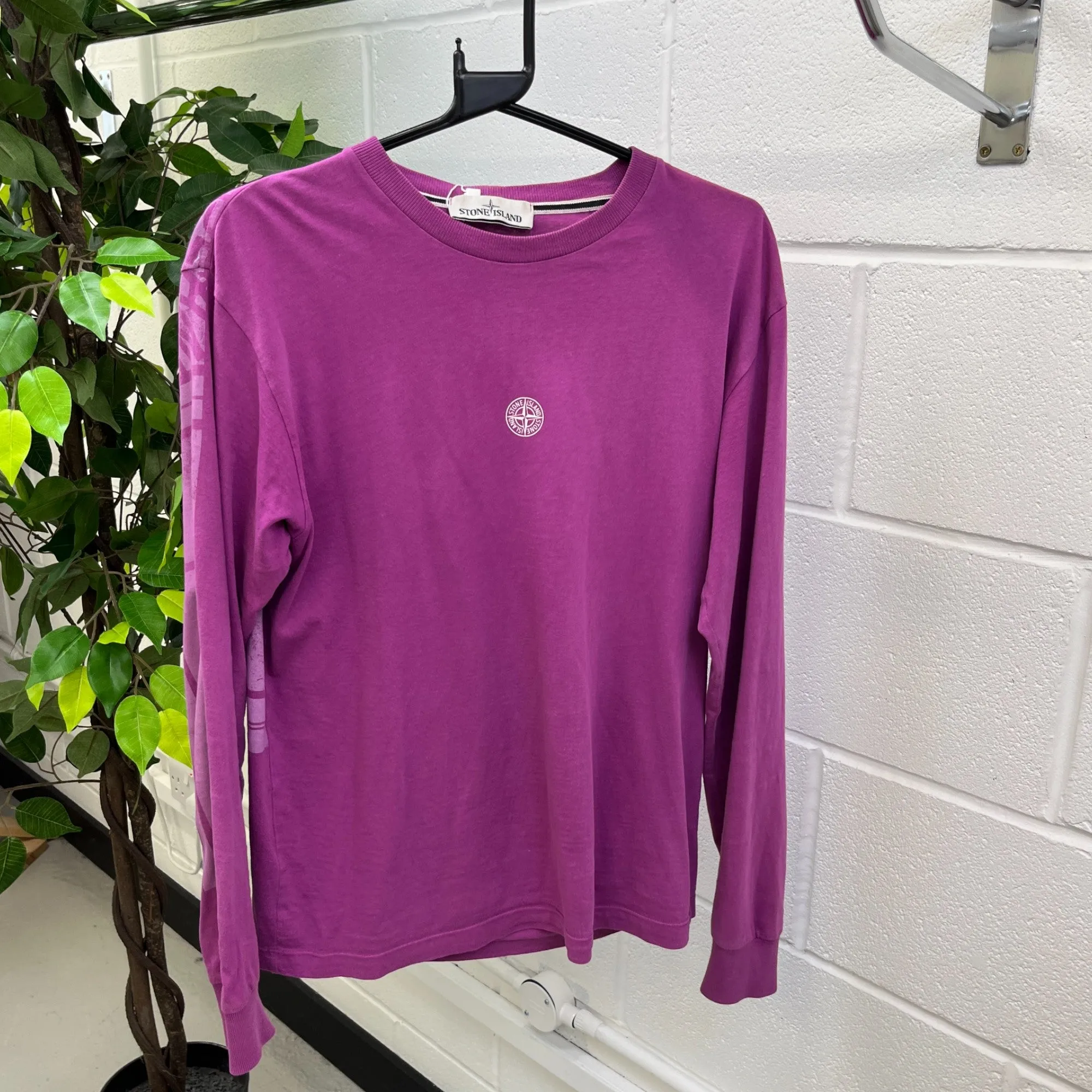 Men's Logo Print Long Sleeve T-Shirt Purple Size S