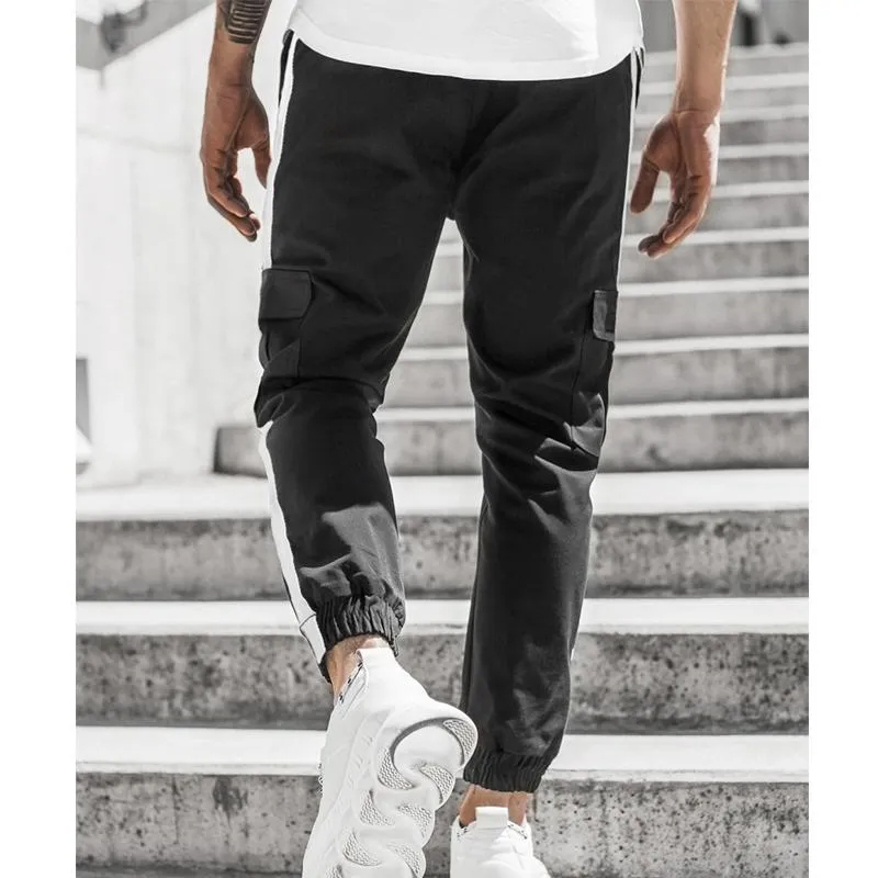 Men's Patchwork Casual Trousers Tether Cargo Casual Pants 18892775L