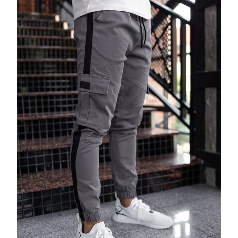 Men's Patchwork Casual Trousers Tether Cargo Casual Pants 18892775L