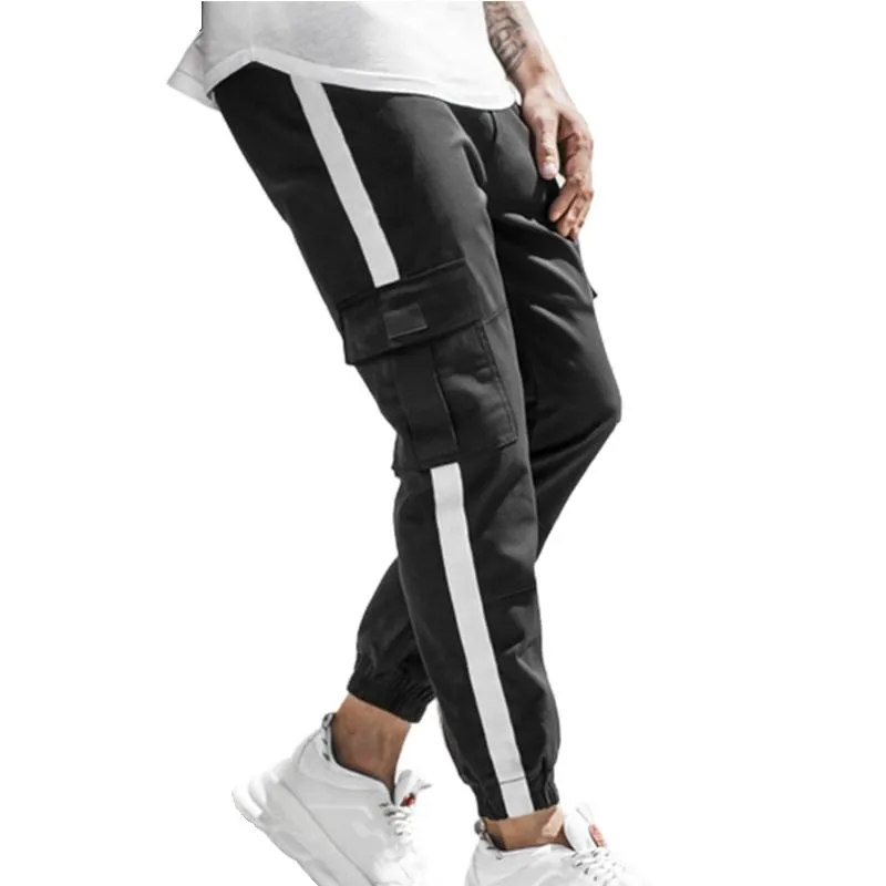 Men's Patchwork Casual Trousers Tether Cargo Casual Pants 18892775L